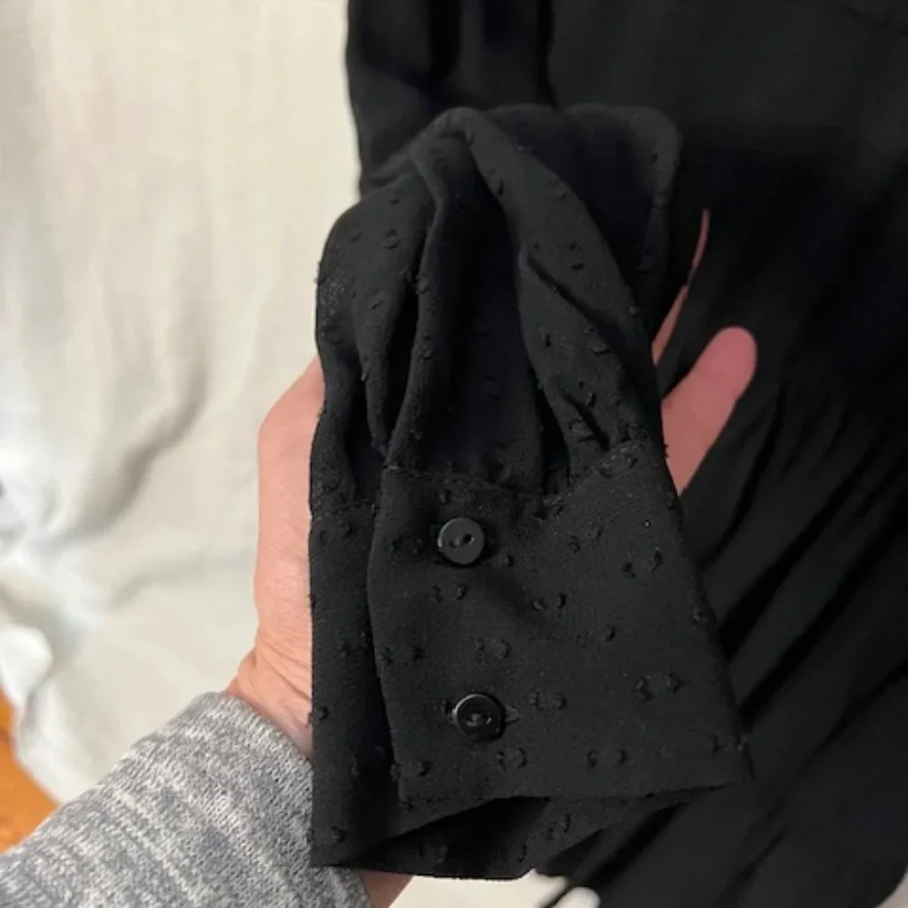 Zara Black Baby Doll Sheer Mini Dress Ruffle Front & Long Sleeves - Picture 8 of 8